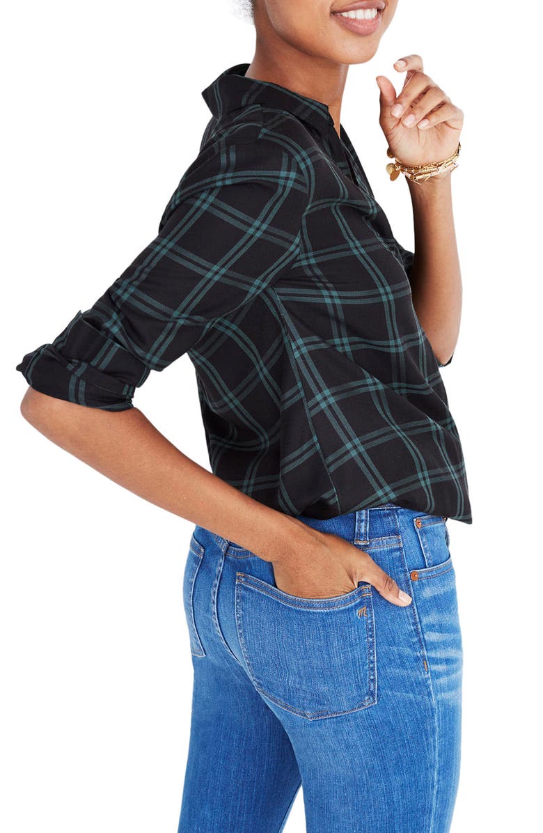 Madewell Plaid Faux Wrap Shirt, Alternate, color, 