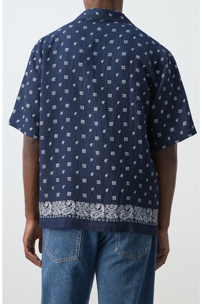 Paisley Bandana Print Camp Shirt, Alternate, color, NAVY