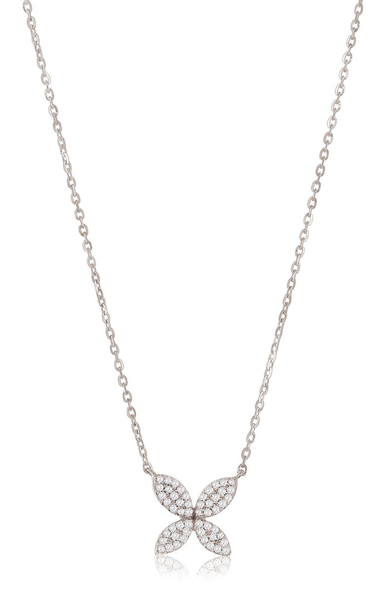 SUZY LEVIAN DIAMONDS Pavé Simulated Diamond Pendant Necklace, Main, color, Silver
