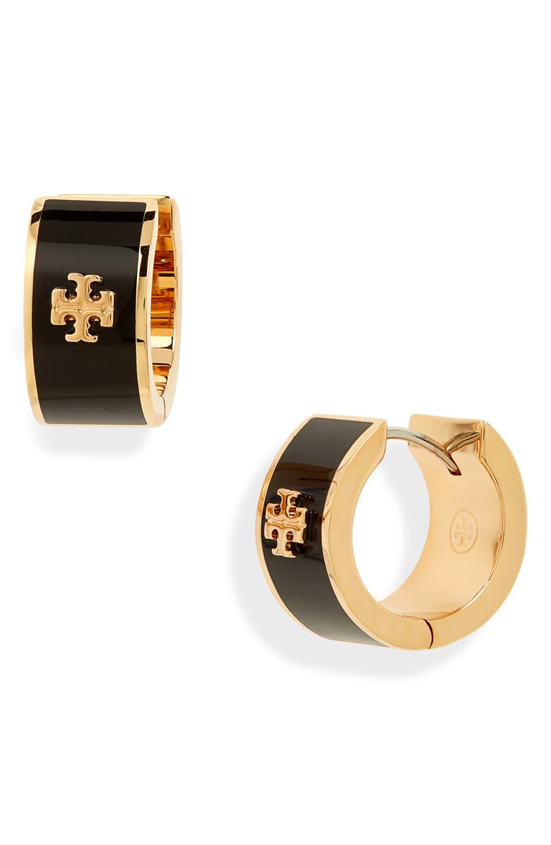 Tory Burch Kira Enamel Huggie Hoop Earrings, Main, color,