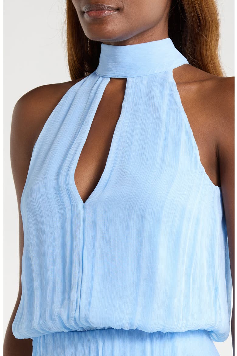Camryn Keyhole Crinkle Crepe Midi Dress, Alternate, color, CLEAR BLUE
