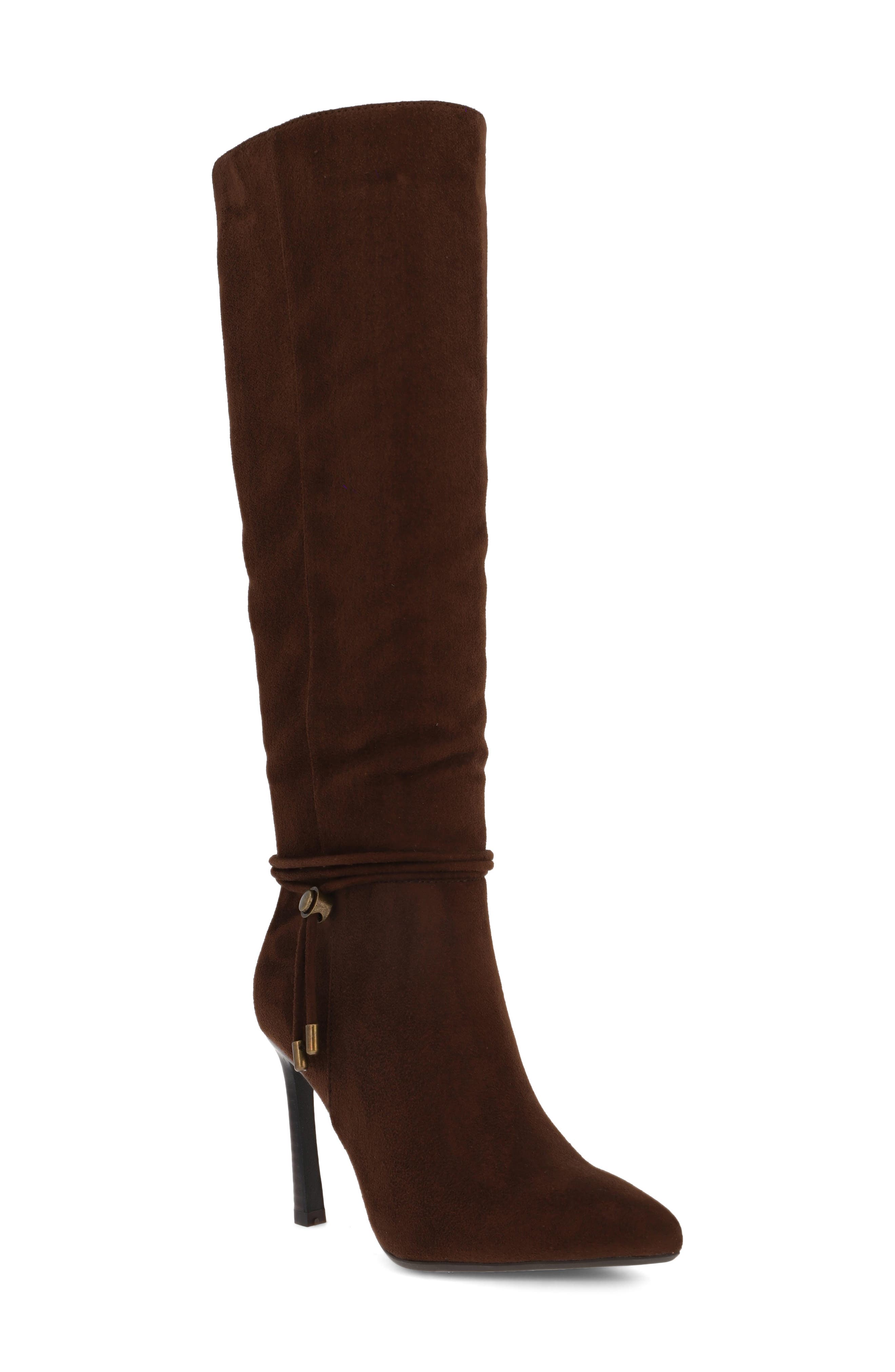 Niko Pointed Toe Knee High Boot, Main, color, CHOCOLATE