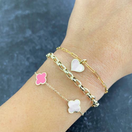 The Lovery Fine Jewelry Small Pink Mixed Clover Bracelet