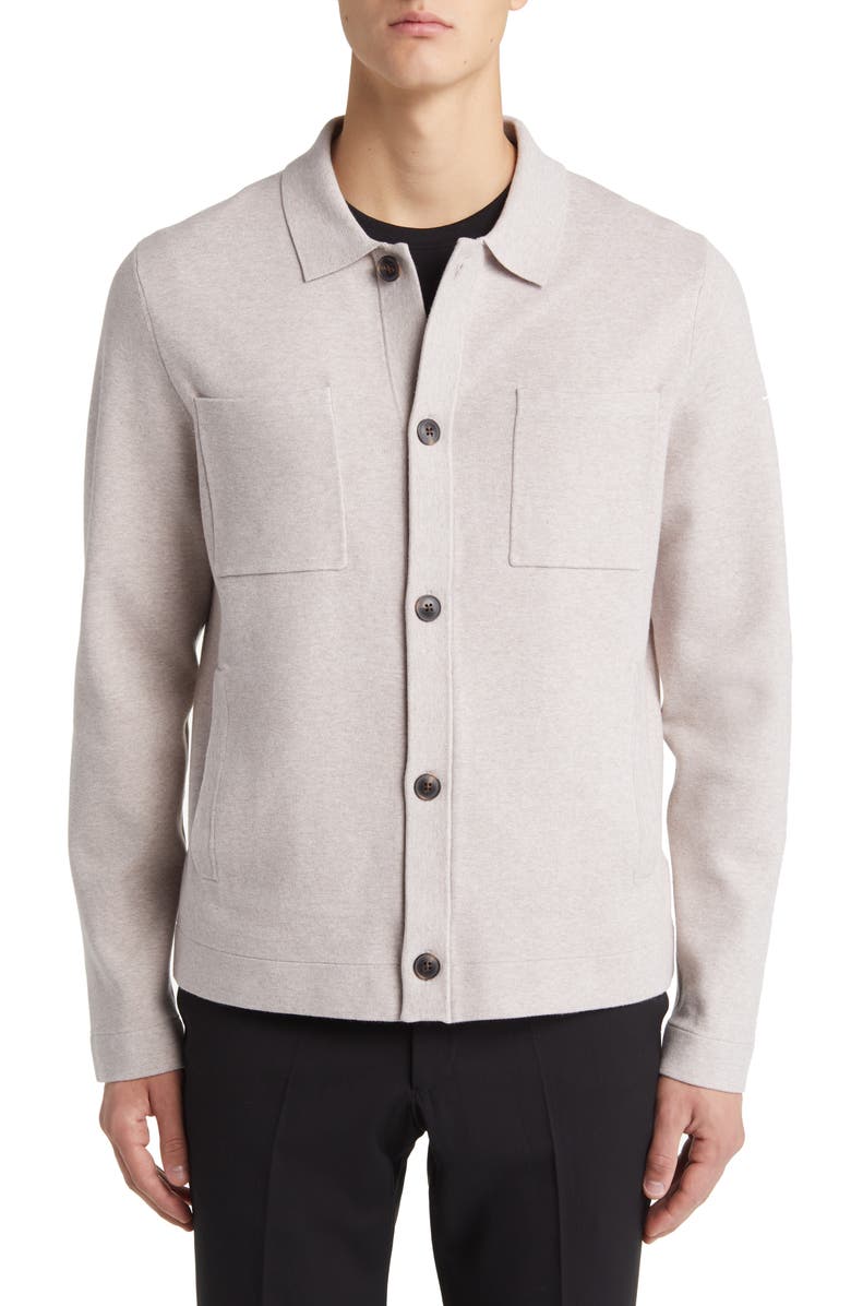 Reiss Forester Knit Button-Up Shirt Jacket, Alternate, color, Oatmeal Melange