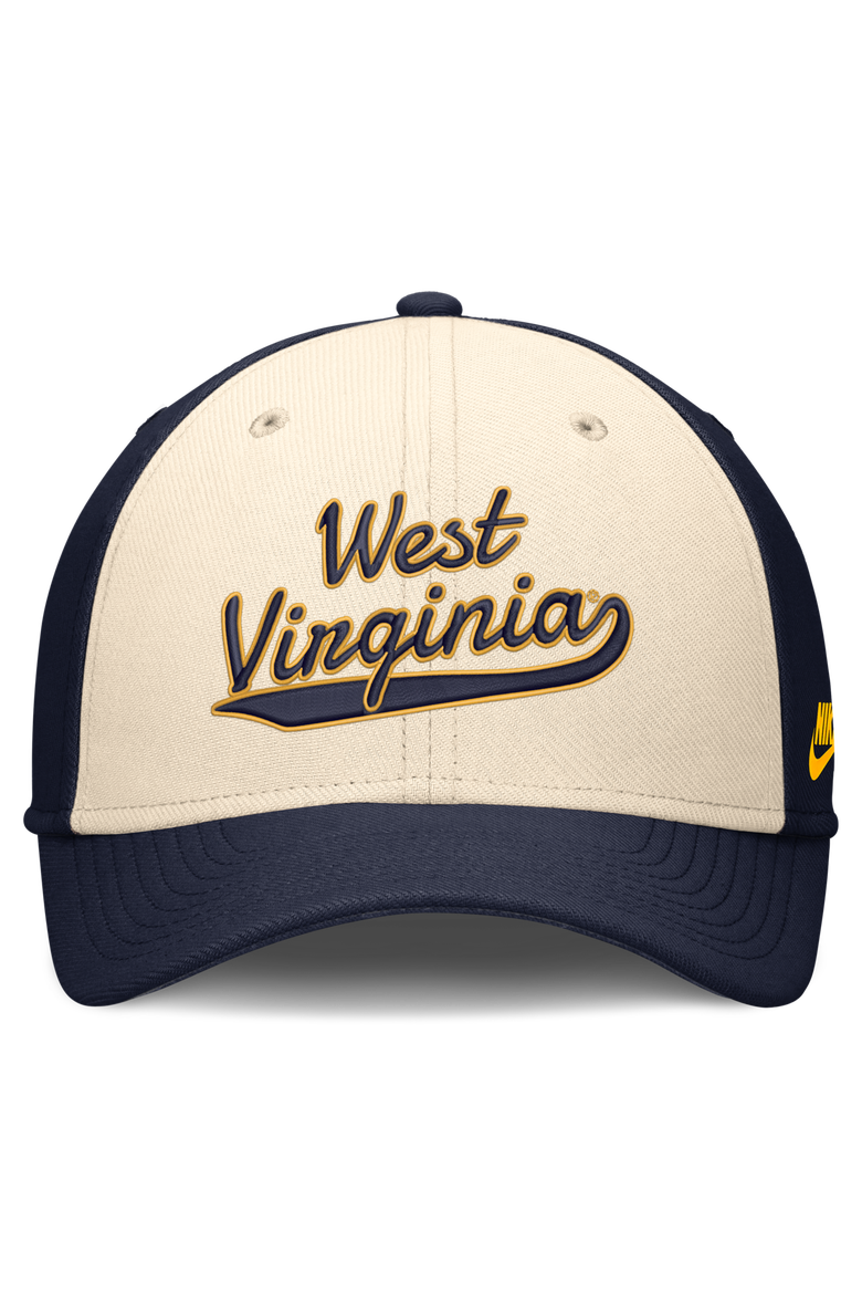 Men's Nike  Natural/Navy West Virginia Mountaineers Legacy Swooshflex Dri-FIT Hat, Alternate, color, Natural