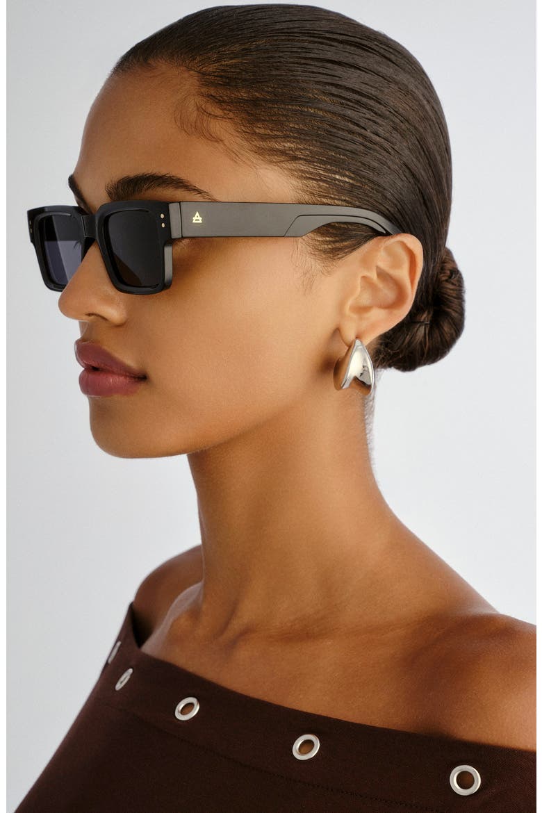 Aeron 49mm Rectangular Sunglasses, Alternate, color, BLACK / SMOKE MONO