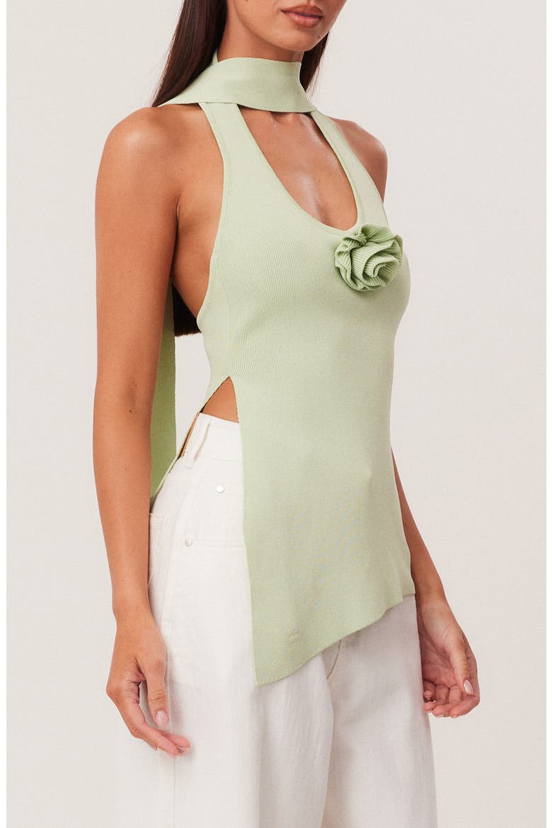 Naia Scarf Halter Sweater Tank, Alternate, color, MATCHA