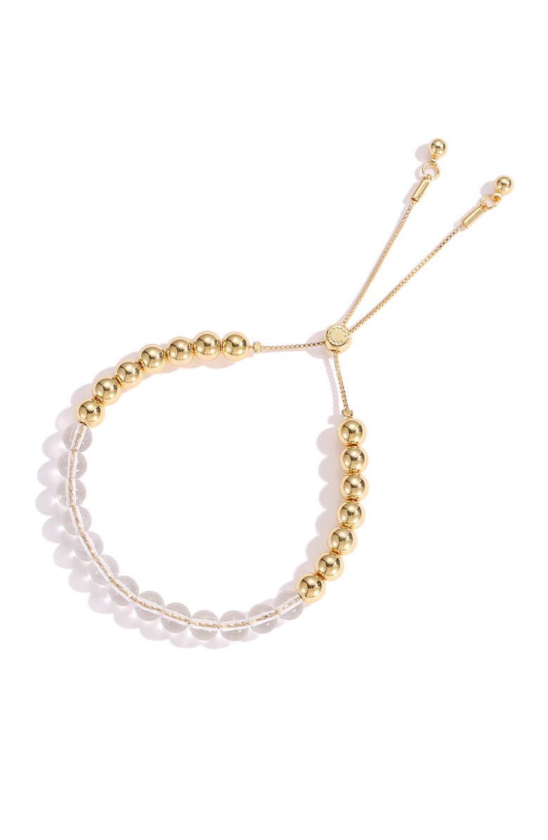 Classicharms FrostLily Clear Crystal and Bead Bolo Bracelet, Main, color, Gold