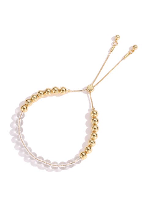 FrostLily Clear Crystal and Bead Bolo Bracelet