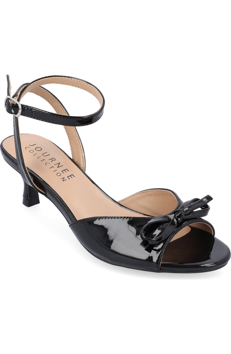 Journee Collection Jennifer Bow Ankle Strap Sandal, Main, color, Black