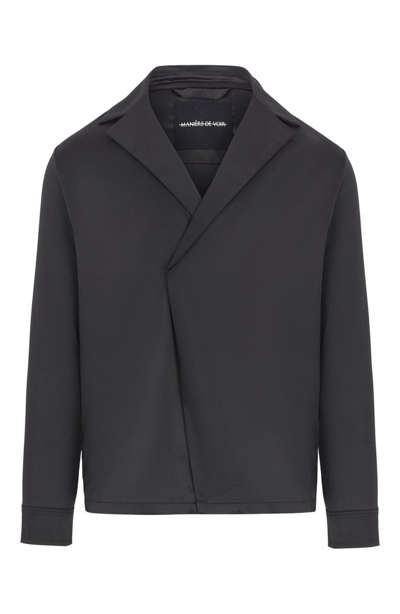 Manière De Voir Alban Satin Double Breasted Shirt, Alternate, color, Black