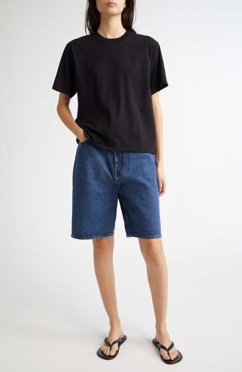 Loulou De Saison Isu Organic Cotton Denim Shorts In Washed Blue