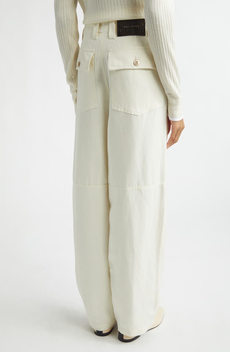 Wales Bonner Hymn High Waist Linen Blend Wide Leg Pants, Alternate, color, Ivory