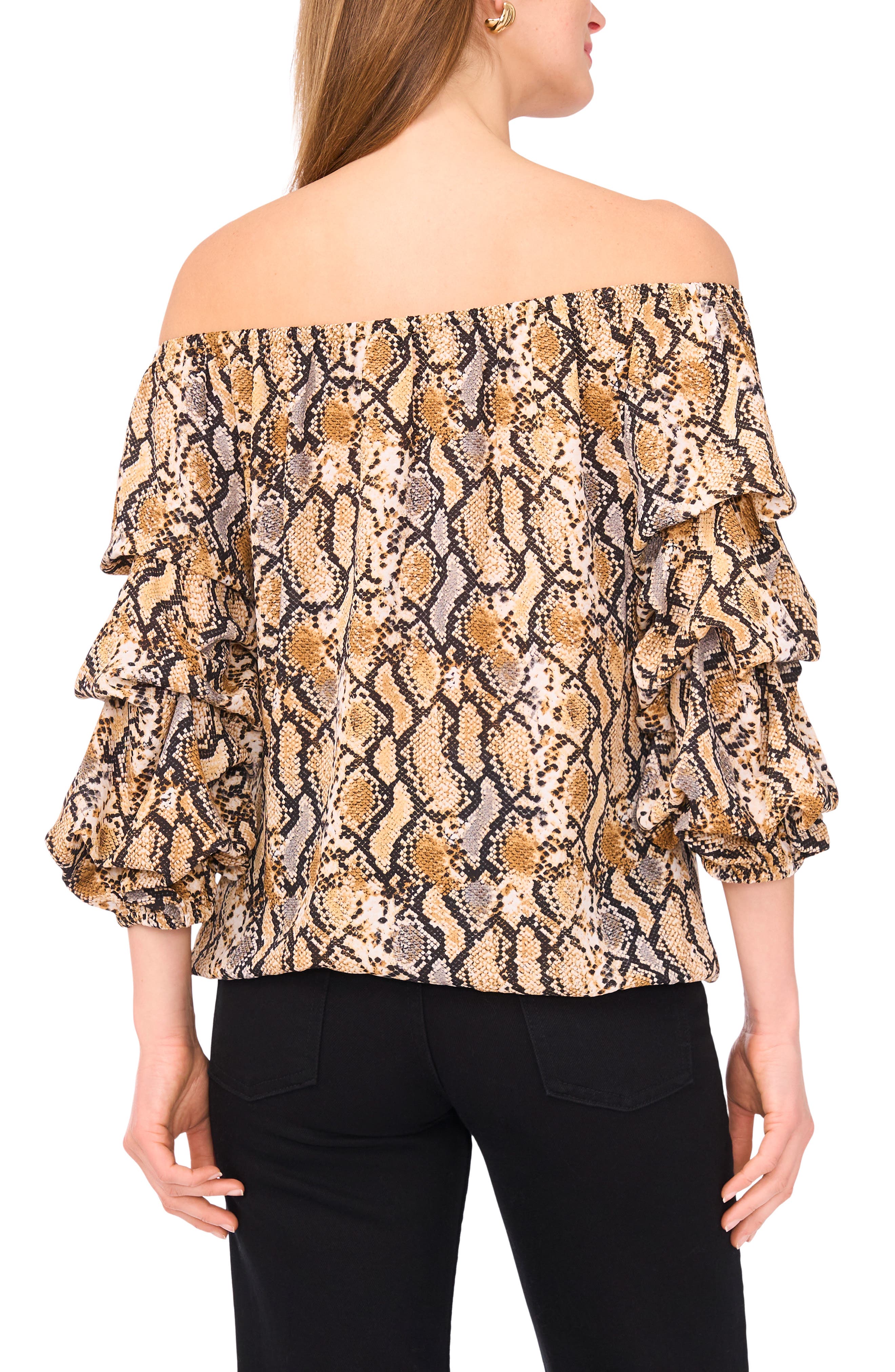 Bubble Sleeve Off the Shoulder Top - image 2