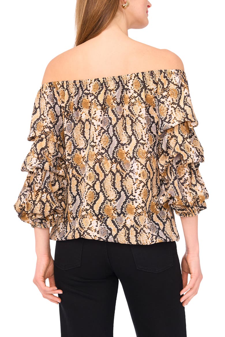 Bubble Sleeve Off the Shoulder Top, Alternate, color, FOXTROT