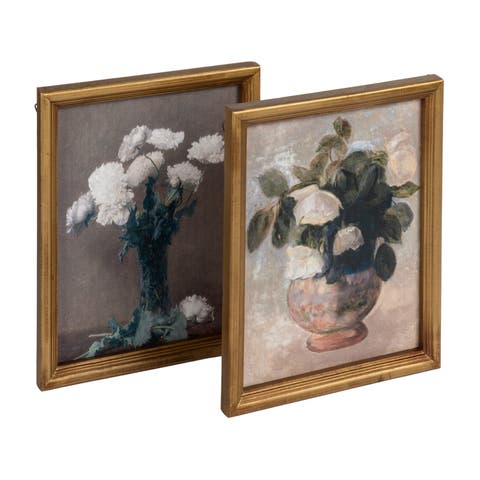 2-Piece Framed Vintage Reproduction Flower Wall Décor