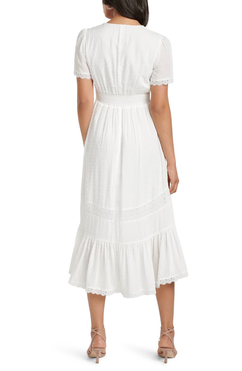 Ever New Margot Lace Trim Swiss Dot Midi Dress, Alternate, color,