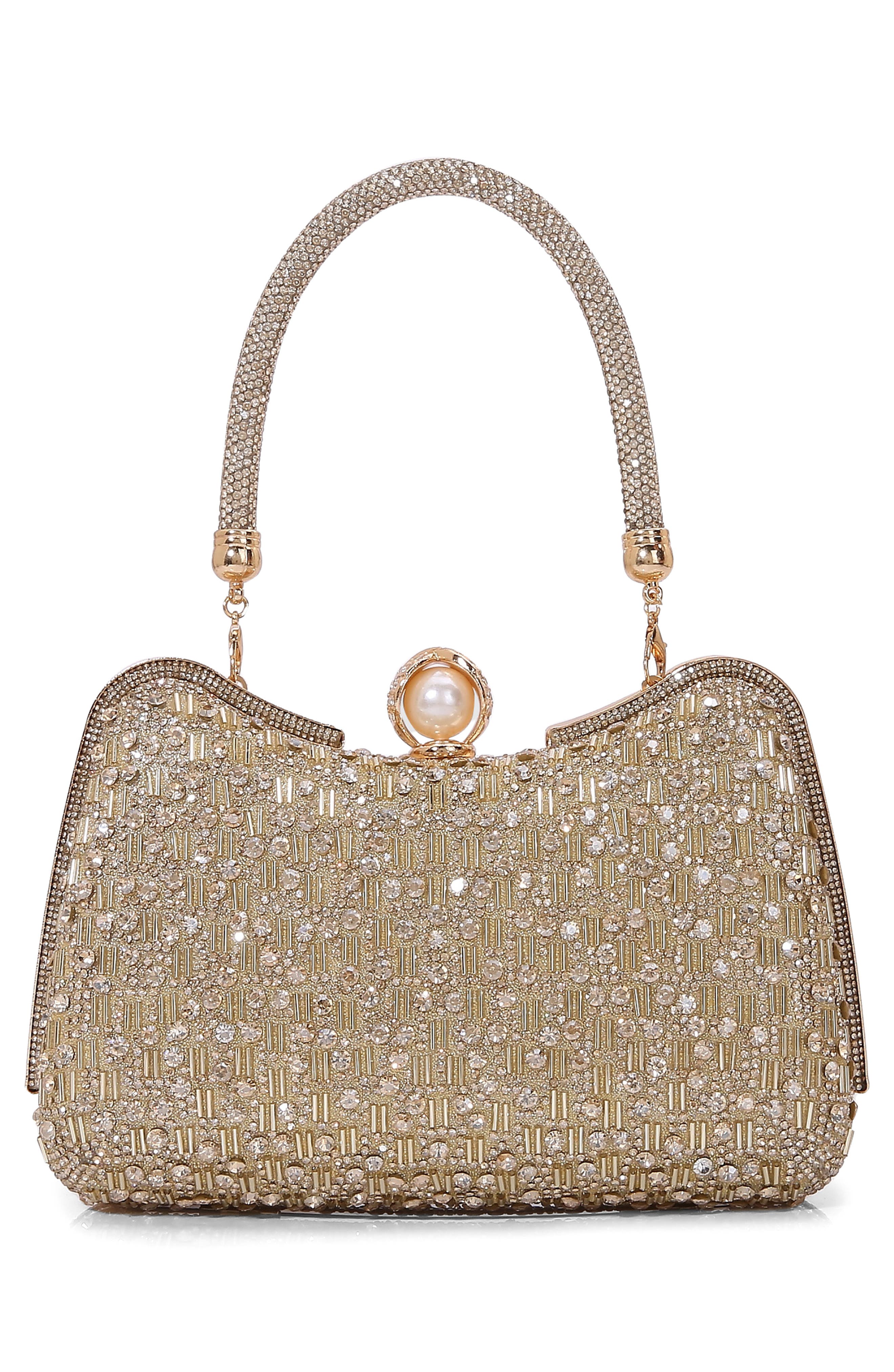 BERNESS Rhinestone Embellished Handbag, Alternate, color, Gold