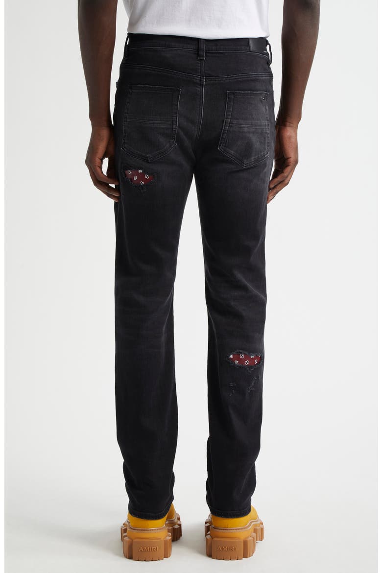 Bandana Repaired Slim Fit Jeans, Alternate, color, VINTAGE BLACK