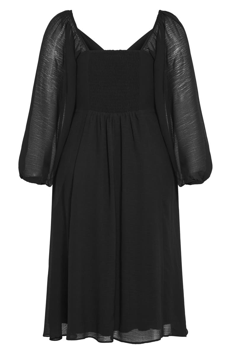 City Chic Flirty Long Sleeve Cocktail Midi Dress, Alternate, color,