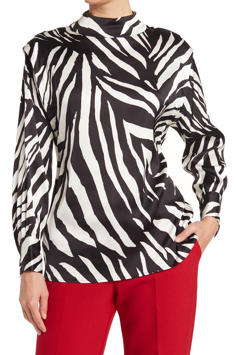 Hugo Boss Ibery Printed Blouse, Main, color, BLACK FANTASY