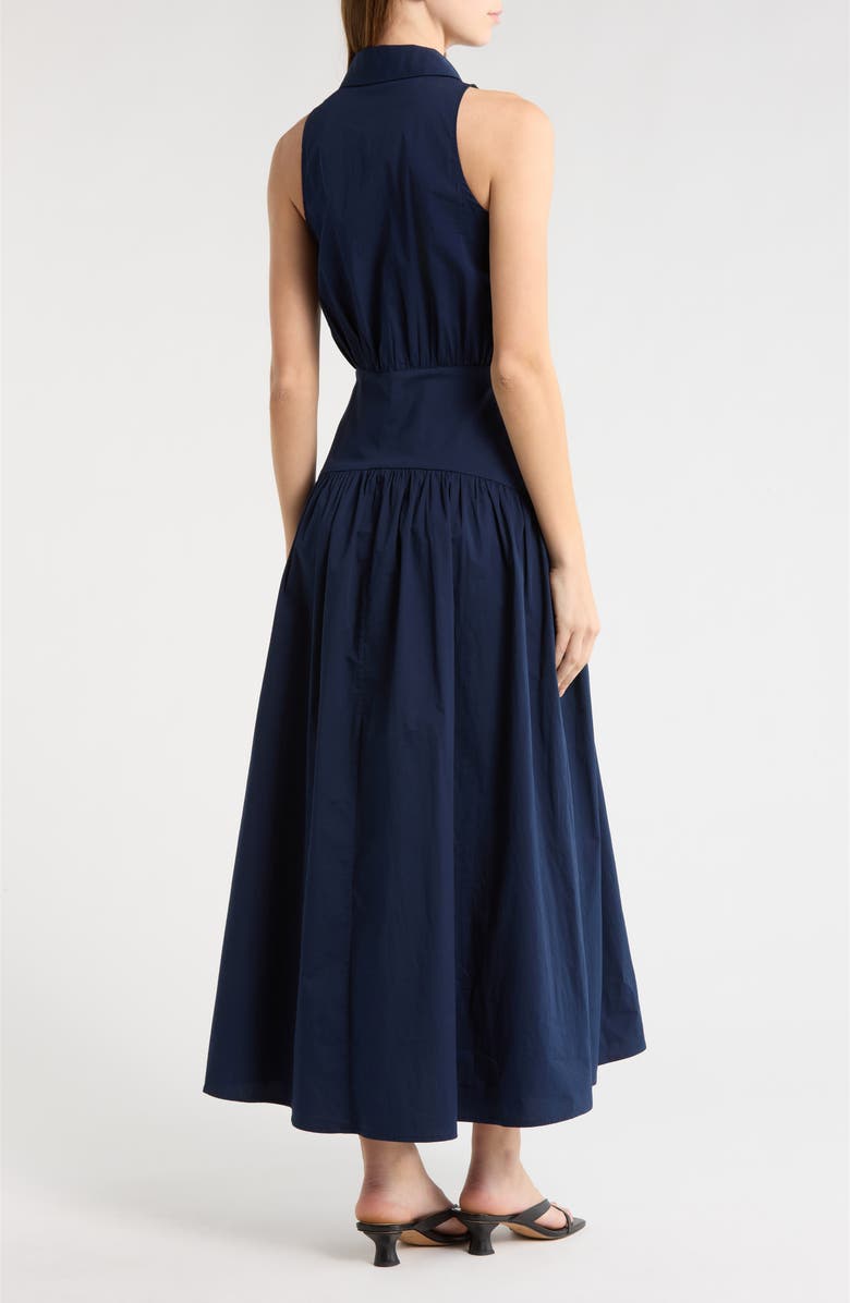 STAUD Romy Sleeveless Stretch Cotton Shirtdress, Alternate, color, Navy