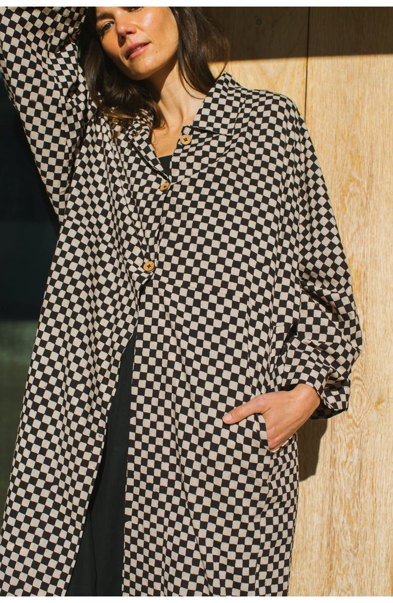 World of Crow Plus Lightweight Checkered Duster Jacket, Alternate, color, 