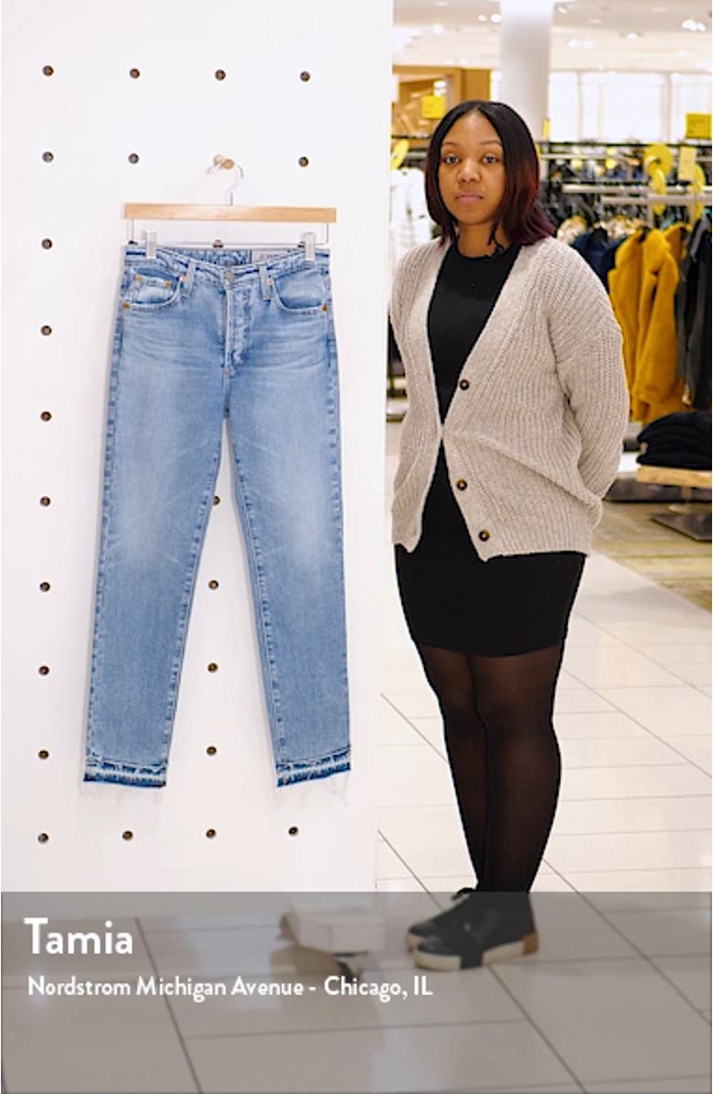 Isabelle High Waist Hem Detail Ankle Straight Leg Jeans, sales video thumbnail