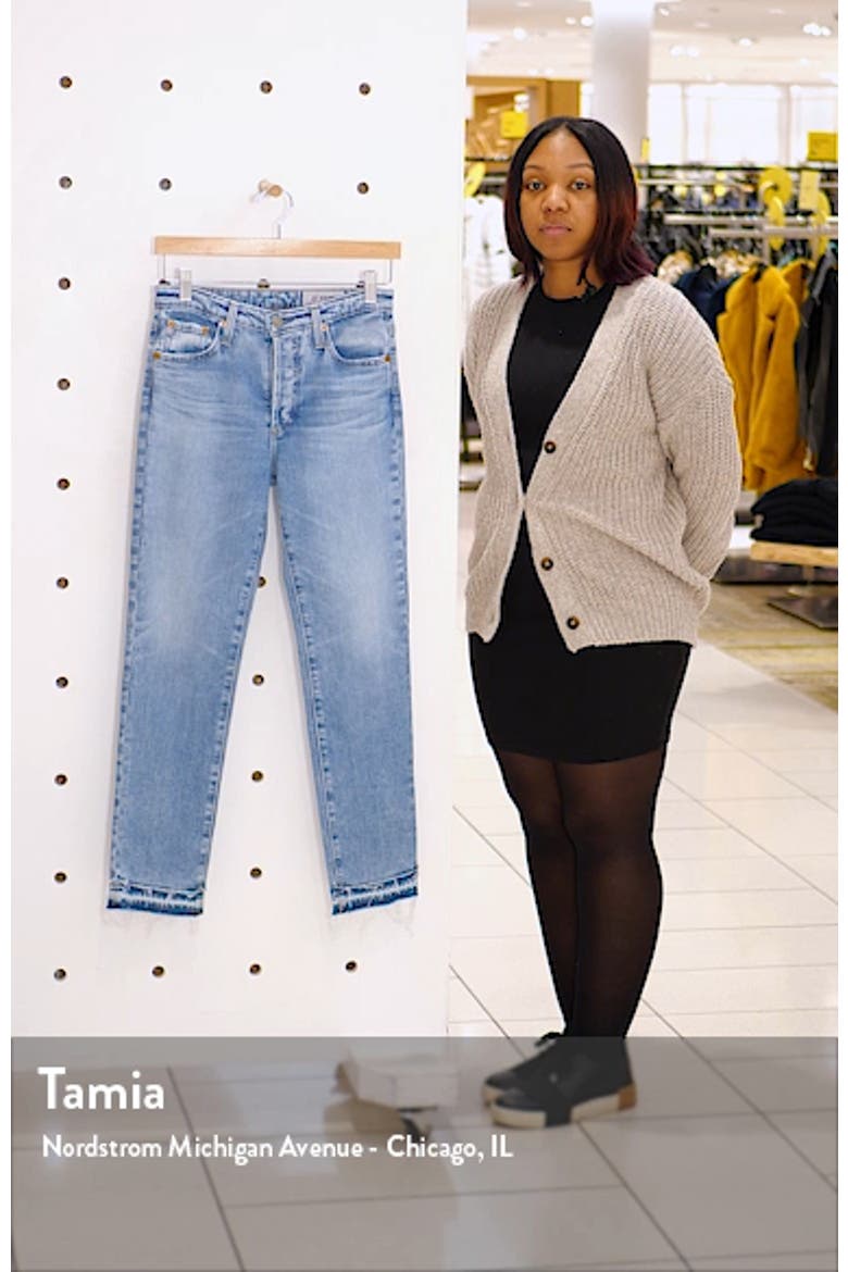 Isabelle High Waist Hem Detail Ankle Straight Leg Jeans video