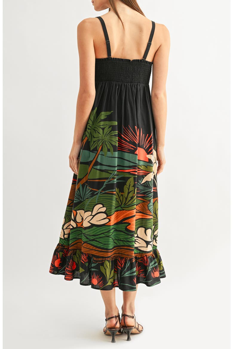 Leah Tropical Print Babydoll Midi Sundress, Alternate, color, NAVY MULTI