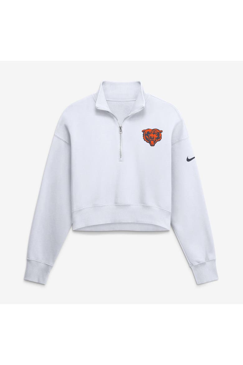 Women's Nike White Chicago Bears Oversized Phoenix Fleece Cropped Quarter-Zip Sweatshirt, Main, color, White