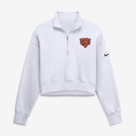 Women's Nike White Chicago Bears Oversized Phoenix Fleece Cropped Quarter-Zip Sweatshirt