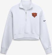 Nike Women's Nike White Chicago Bears Oversized Phoenix Fleece Cropped Quarter-Zip Sweatshirt