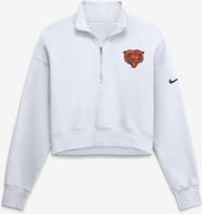 Nike Women's Nike White Chicago Bears Oversized Phoenix Fleece Cropped Quarter-Zip Sweatshirt