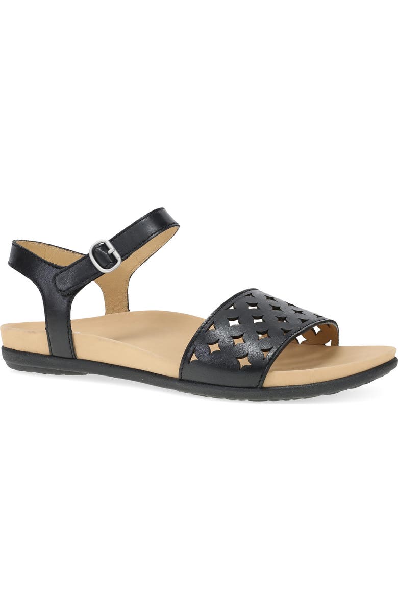 Dansko Jodie Ankle Strap Sandal, Main, color, Black Calf