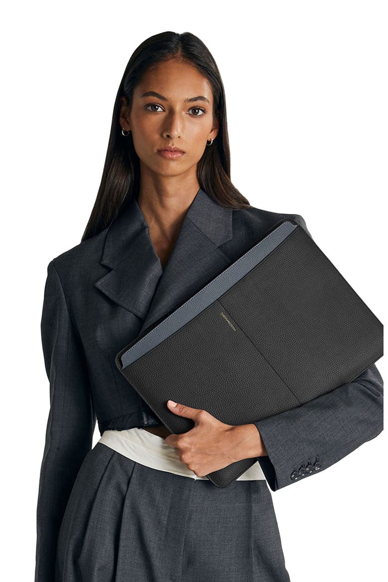 Leather Laptop Sleeve 16 inches, Alternate, color, Black Caviar