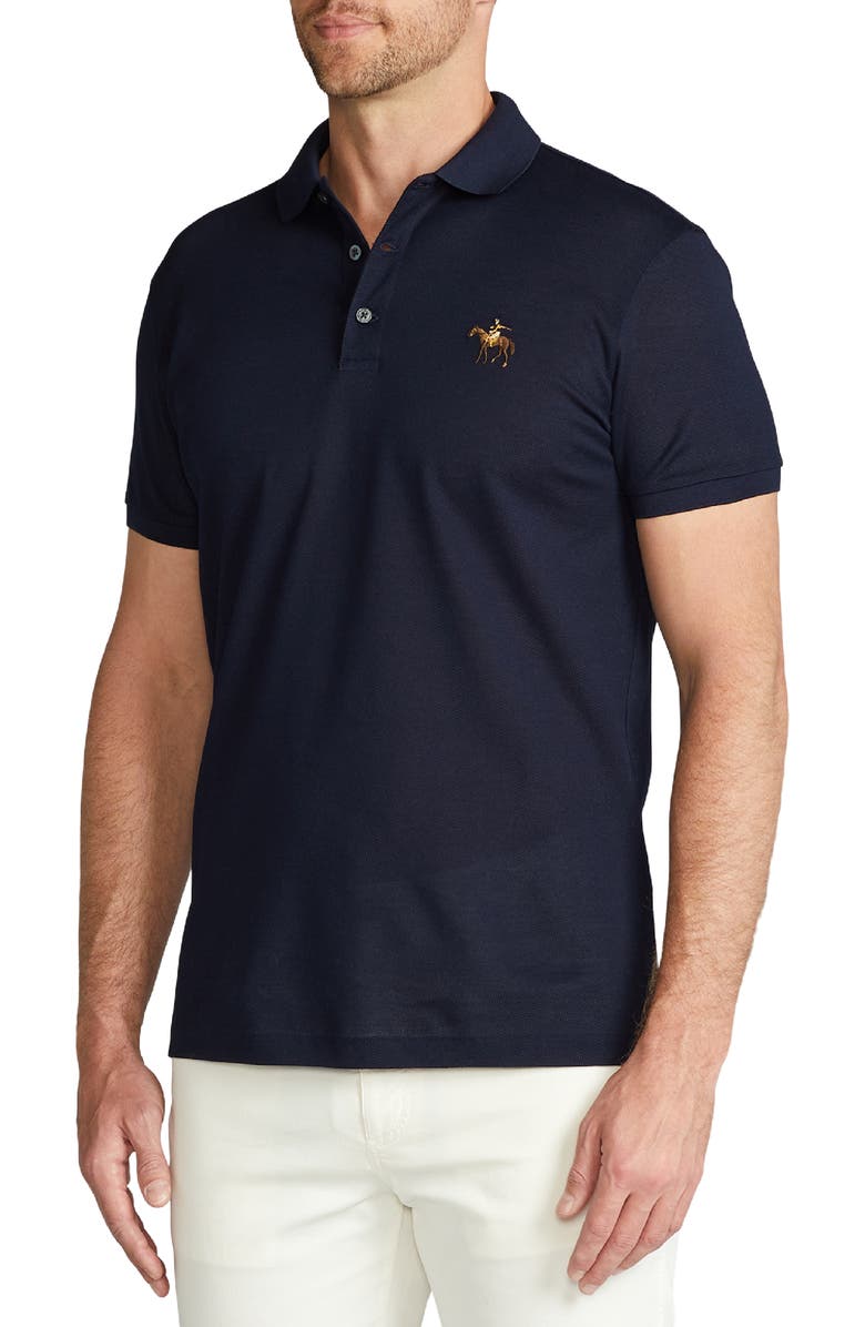 Ralph Lauren Purple Label Slim Fit Logo Embroidered Cotton Piqué Polo, Alternate, color, Classic Chairman Navy
