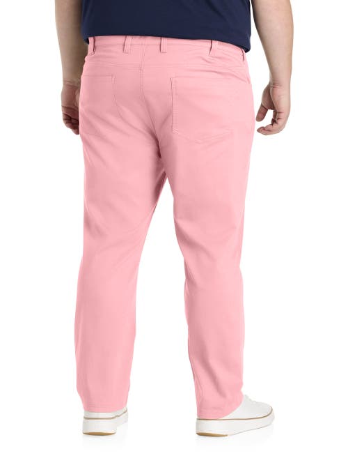 Oak Hill By Dxl Straight-fit Chambray 5-pocket Pants In Silver Pink