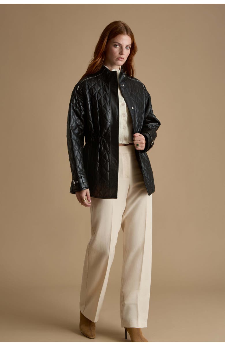 Furniq UK Nora Leather Coat, Main, color, Black