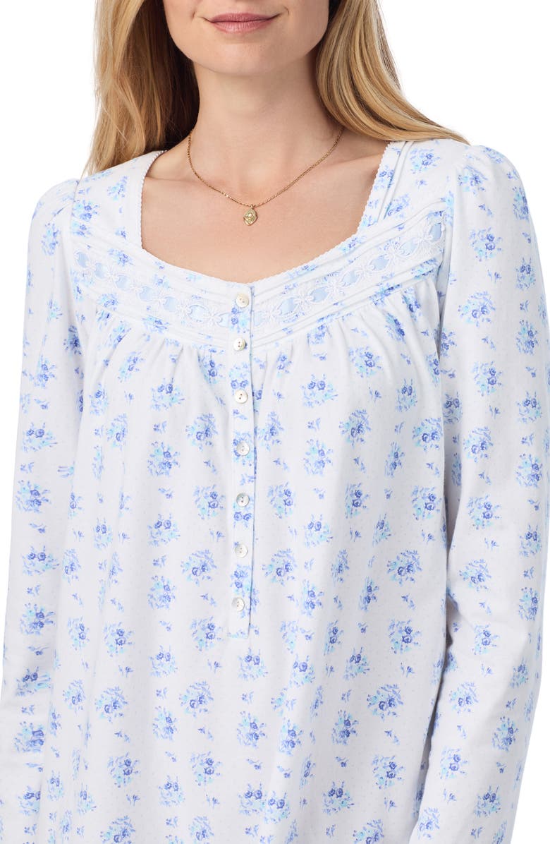 Eileen West Long Sleeve Cotton Jersey Short Nightgown, Alternate, color, 