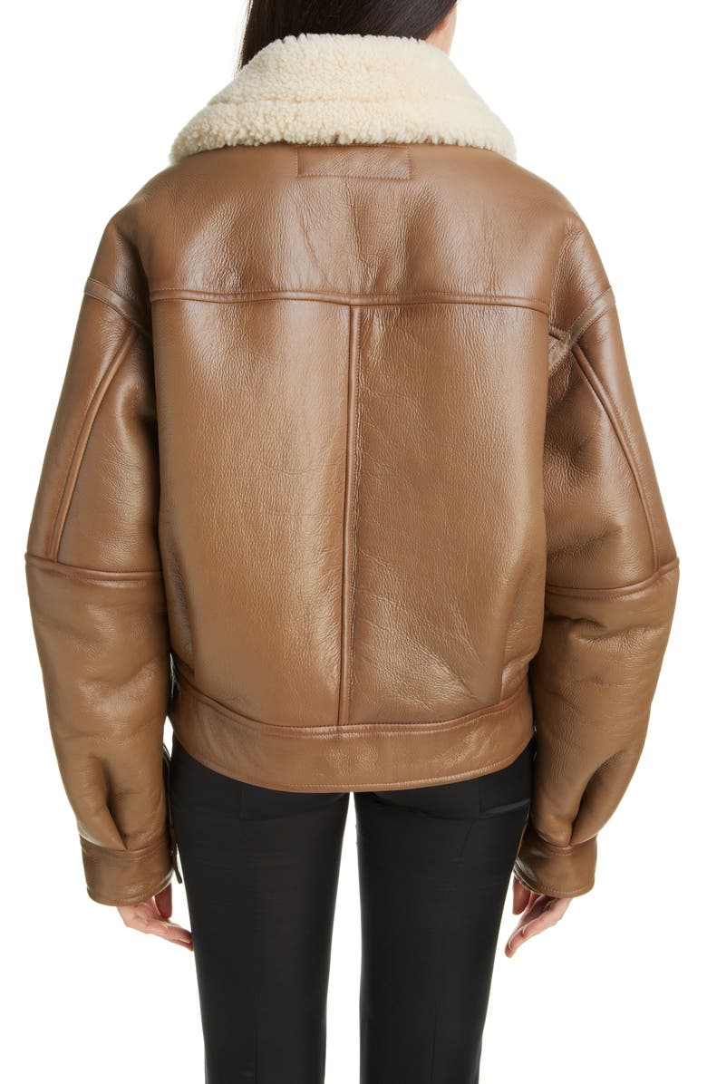 Acne Studios Genuine Shearling Moto Jacket, Alternate, color,
