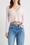 All in Favor Pointelle V-Neck Crop Cardigan