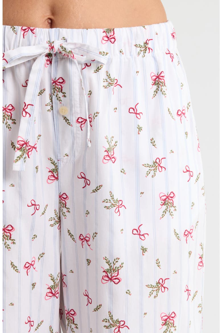 Classic Cotton Pajamas, Alternate, color, WHITE- BLUE MISTLETOE STRIPE