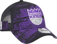 New Era Men's New Era Black/Purple Sacramento Kings Tip Off A-Frame Trucker 9FORTY Adjustable Hat