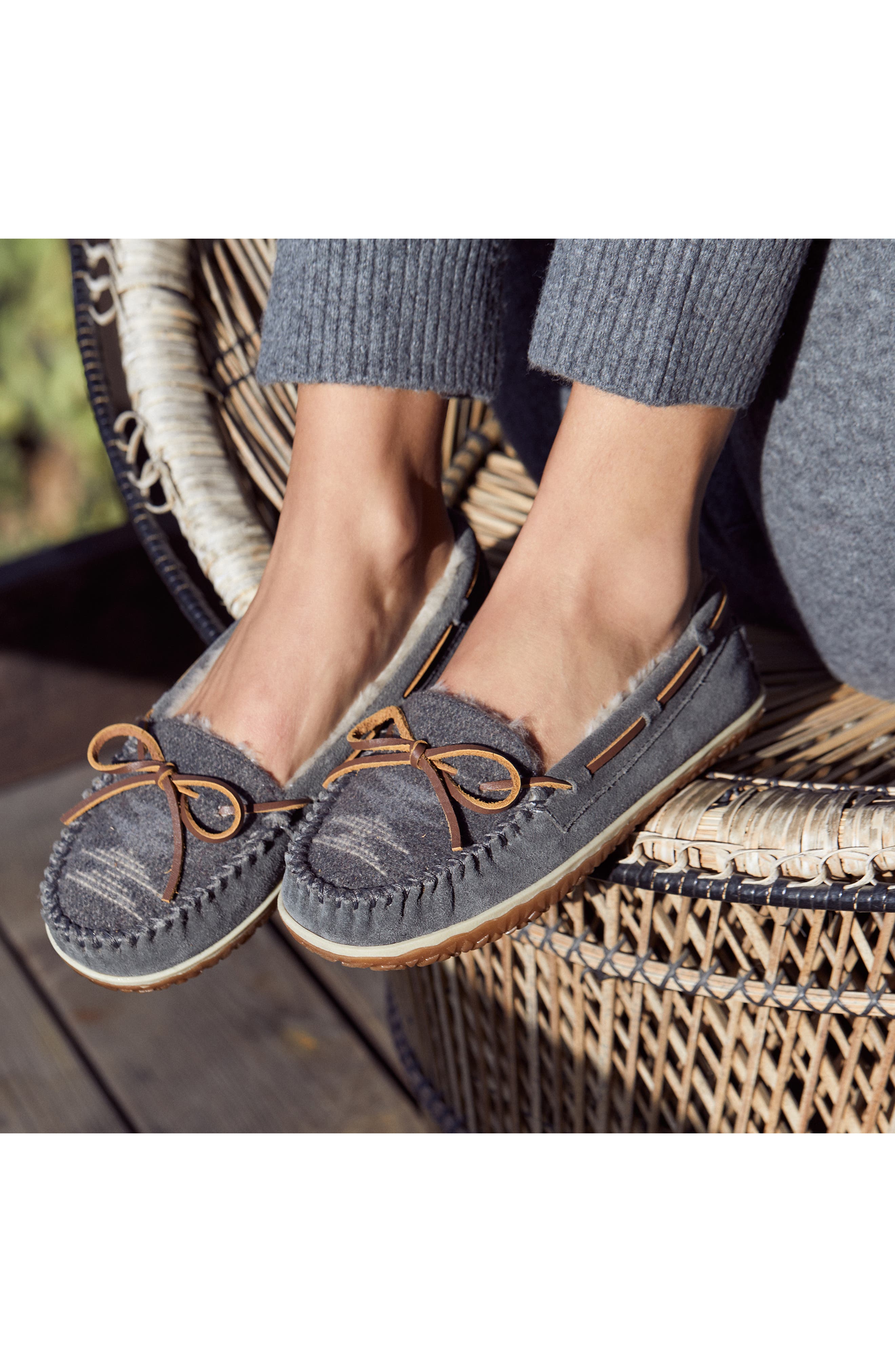 Tilia Faux Fur Lined Slipper, Alternate, color, GREY