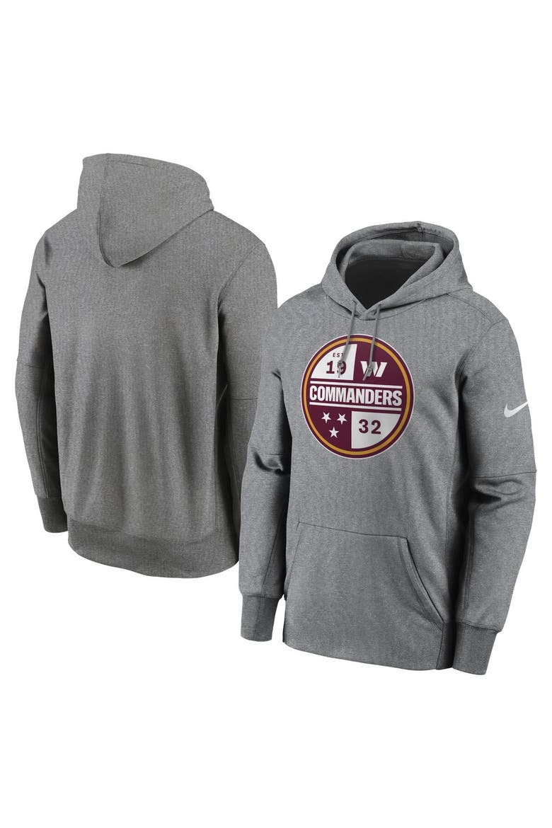 Men's Nike Heathered Gray Washington Commanders Performance Pullover Hoodie, Main, color, Heather Gray