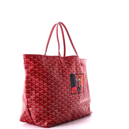 Pre-owned Goyard Goyard Saint Louis Tote Printed Coated Canvas Gm In Red