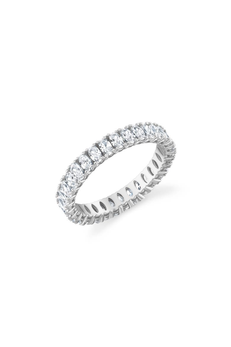 Oval Cubic Zirconia Eternity Band Ring, Main, color, PURE PLATINUM / CLEAR STONE