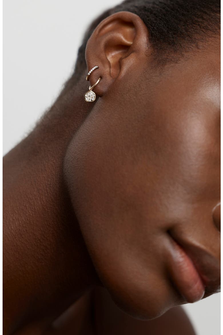 Siren 14k Gold Lab-Grown Diamond Huggie Hoop Earrings, Alternate, color, 14K SOLID GOLD