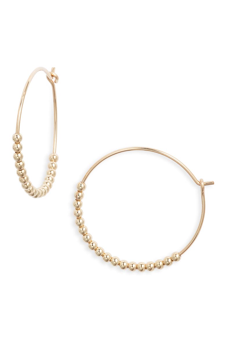 Classic Beaded Hoop Earrings, Main, color, GOLD FILL